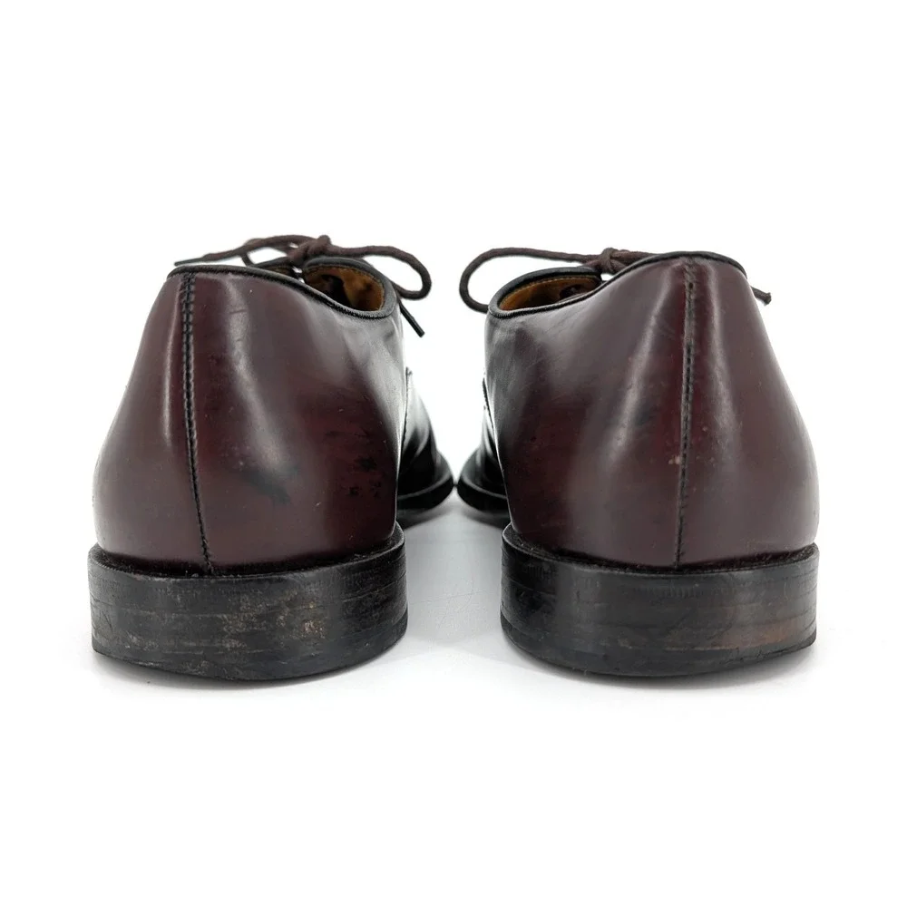 Cole Haan‎ Mens 11 D Burgundy Leather Cap Toe Oxford Dress Shoes - Distressed